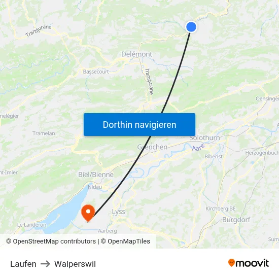 Laufen to Walperswil map