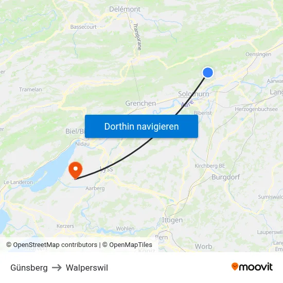 Günsberg to Walperswil map