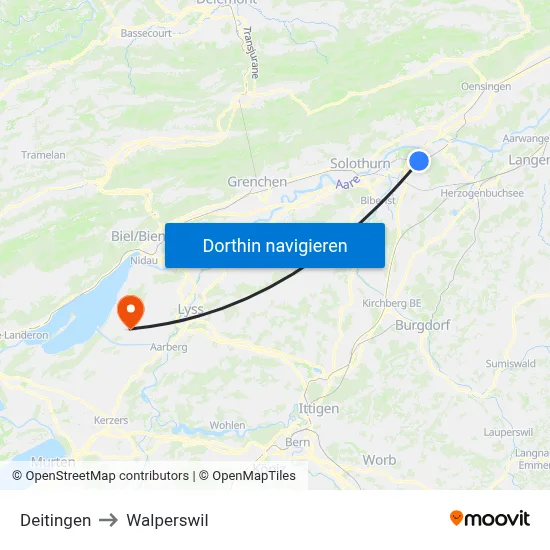 Deitingen to Walperswil map