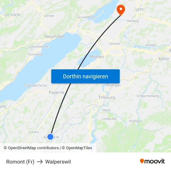 Romont (Fr) to Walperswil map