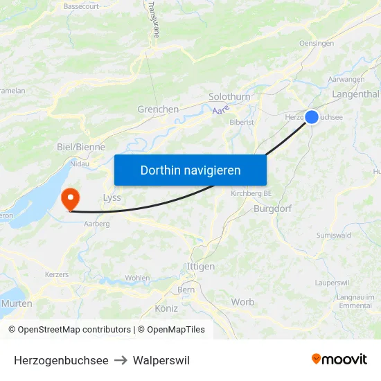 Herzogenbuchsee to Walperswil map
