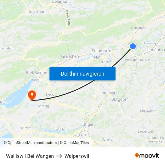 Walliswil Bei Wangen to Walperswil map