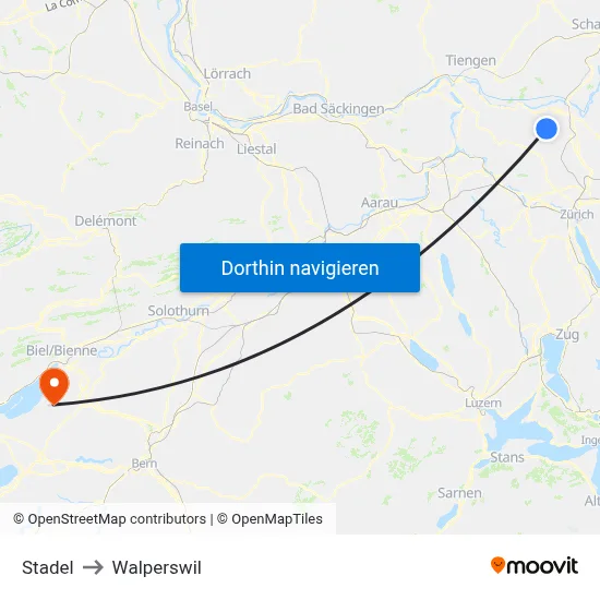 Stadel to Walperswil map