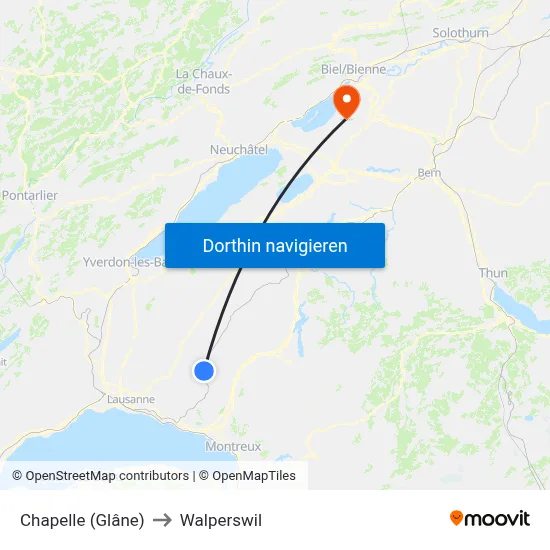 Chapelle (Glâne) to Walperswil map