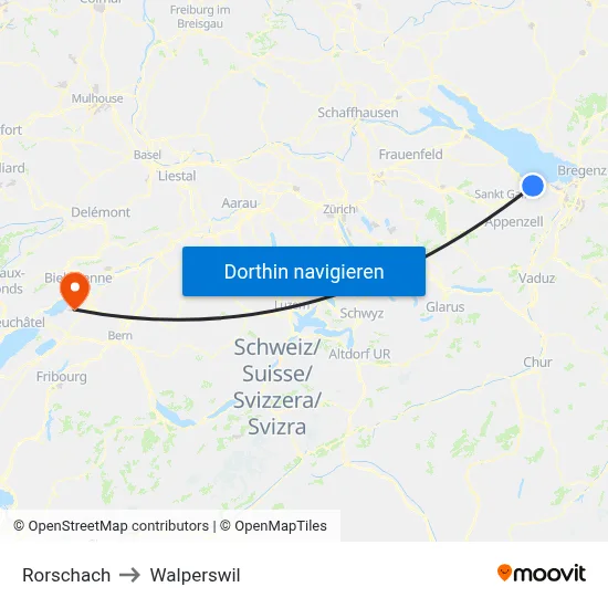 Rorschach to Walperswil map