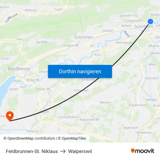 Feldbrunnen-St. Niklaus to Walperswil map