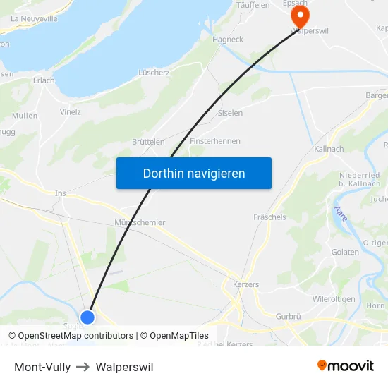 Mont-Vully to Walperswil map