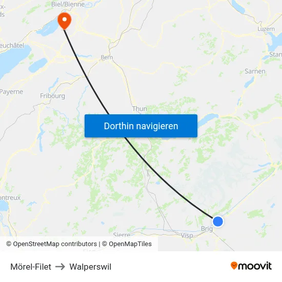 Mörel-Filet to Walperswil map