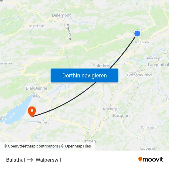 Balsthal to Walperswil map