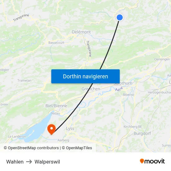 Wahlen to Walperswil map
