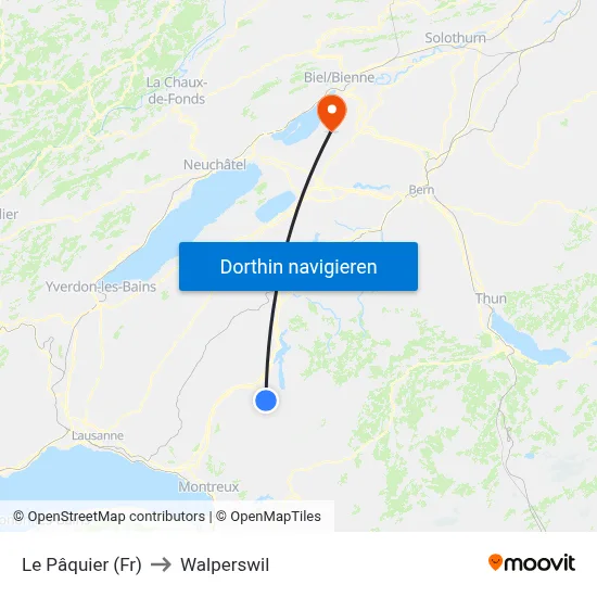 Le Pâquier (Fr) to Walperswil map