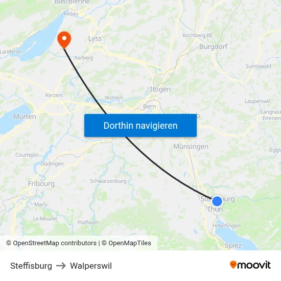 Steffisburg to Walperswil map