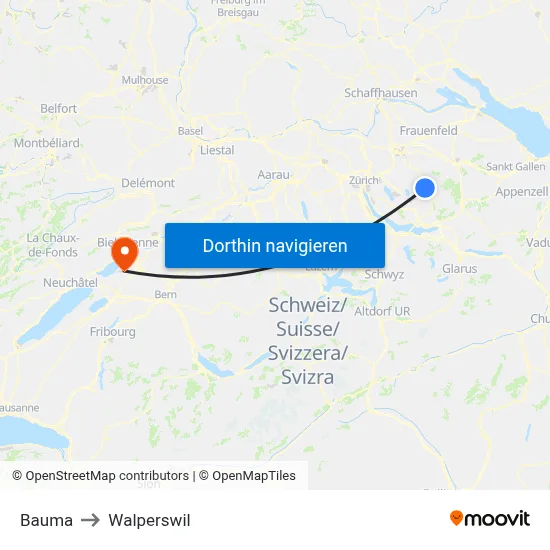 Bauma to Walperswil map