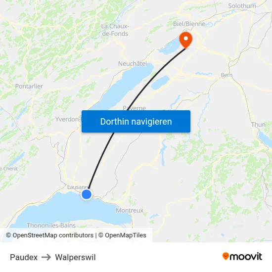 Paudex to Walperswil map
