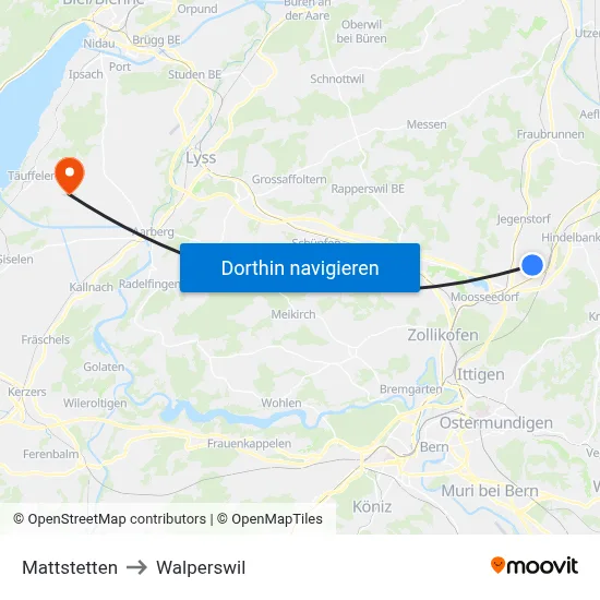 Mattstetten to Walperswil map