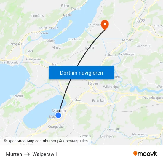 Murten to Walperswil map