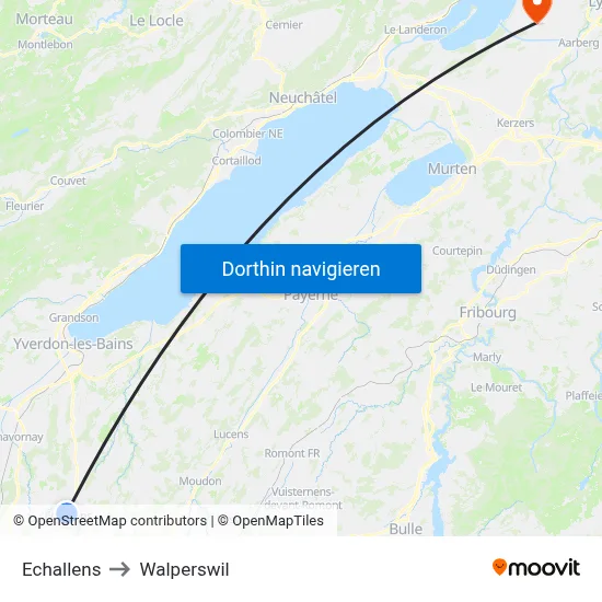 Echallens to Walperswil map