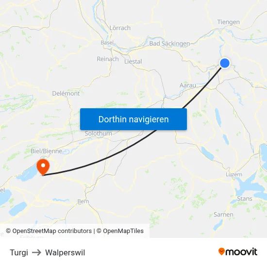 Turgi to Walperswil map