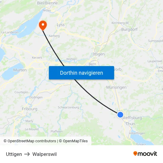 Uttigen to Walperswil map