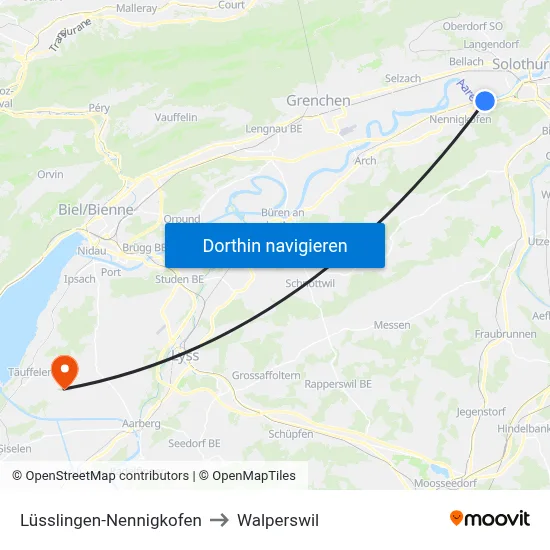Lüsslingen-Nennigkofen to Walperswil map