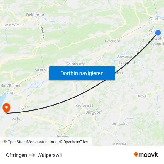 Oftringen to Walperswil map