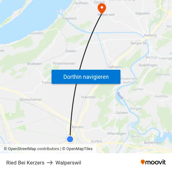 Ried Bei Kerzers to Walperswil map