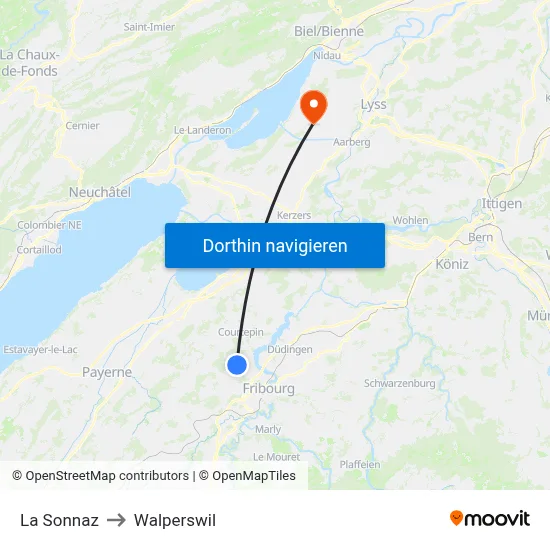 La Sonnaz to Walperswil map