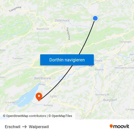 Erschwil to Walperswil map