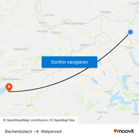 Bachenbülach to Walperswil map