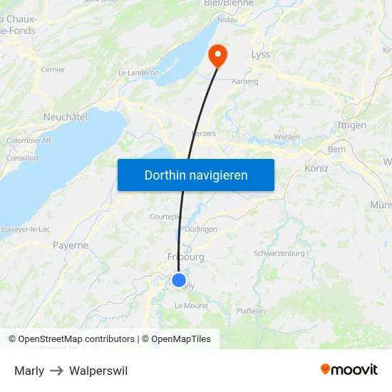 Marly to Walperswil map