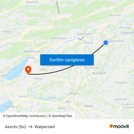 Aeschi (So) to Walperswil map