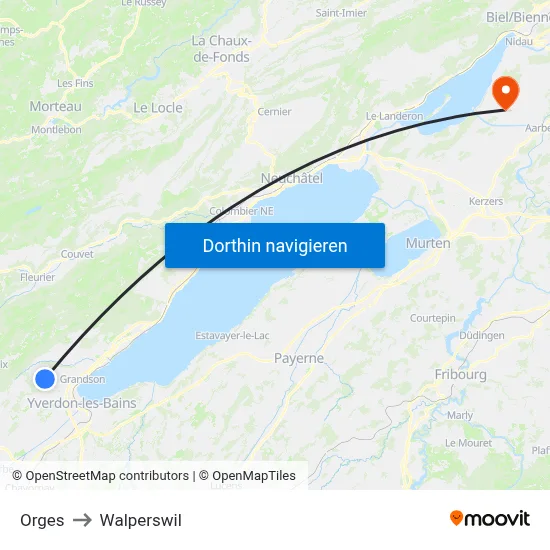Orges to Walperswil map