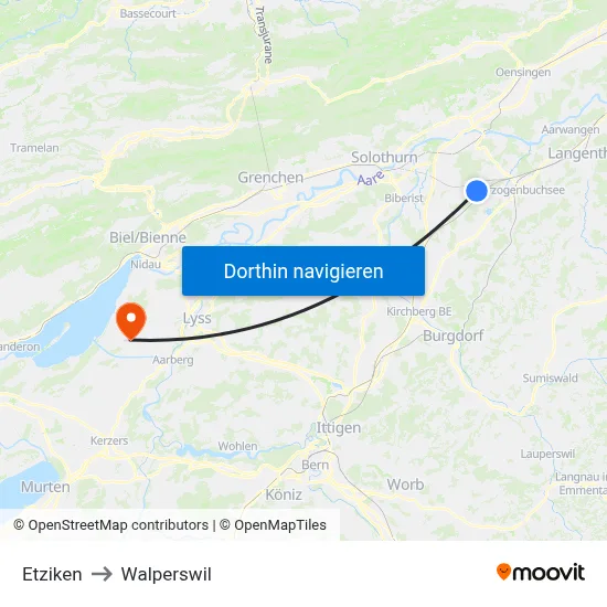 Etziken to Walperswil map
