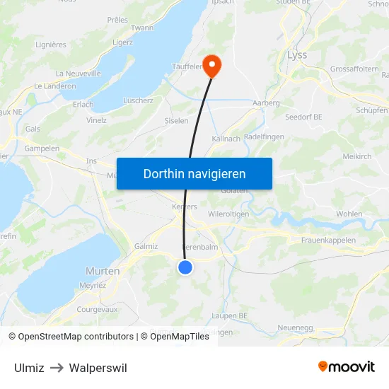 Ulmiz to Walperswil map