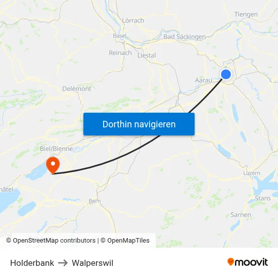 Holderbank to Walperswil map