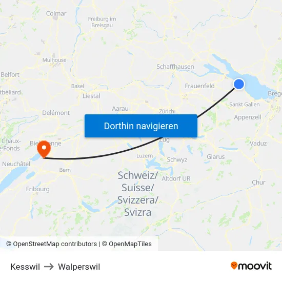 Kesswil to Walperswil map