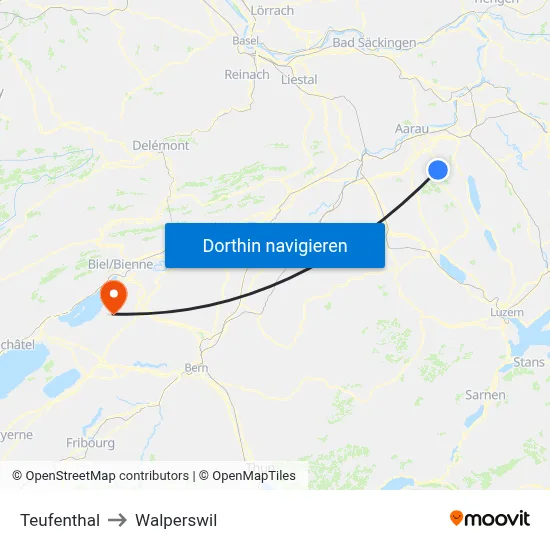 Teufenthal to Walperswil map