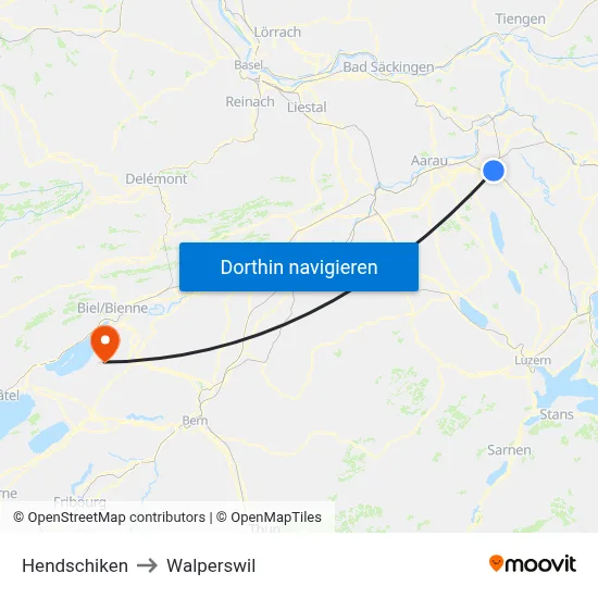 Hendschiken to Walperswil map