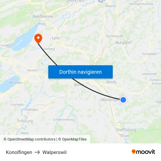 Konolfingen to Walperswil map