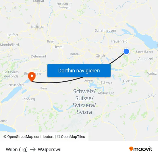 Wilen (Tg) to Walperswil map