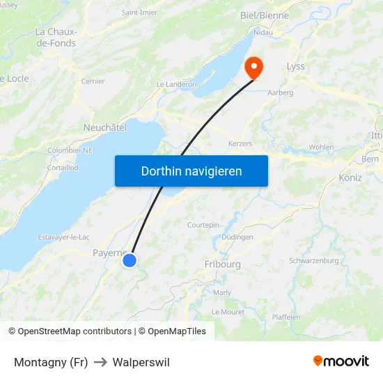 Montagny (Fr) to Walperswil map