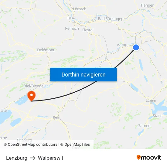 Lenzburg to Walperswil map