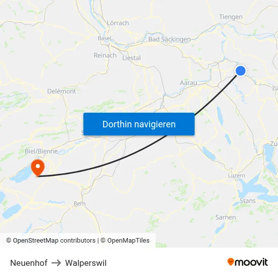 Neuenhof to Walperswil map