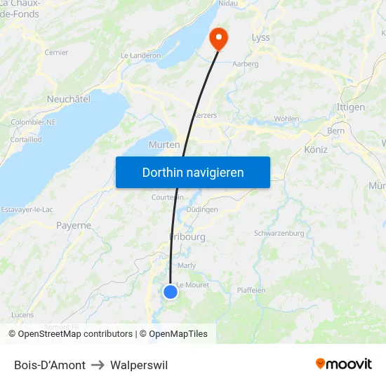 Bois-D’Amont to Walperswil map