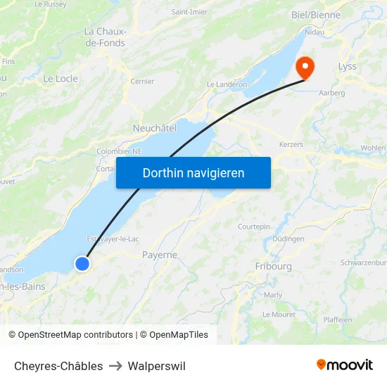 Cheyres-Châbles to Walperswil map