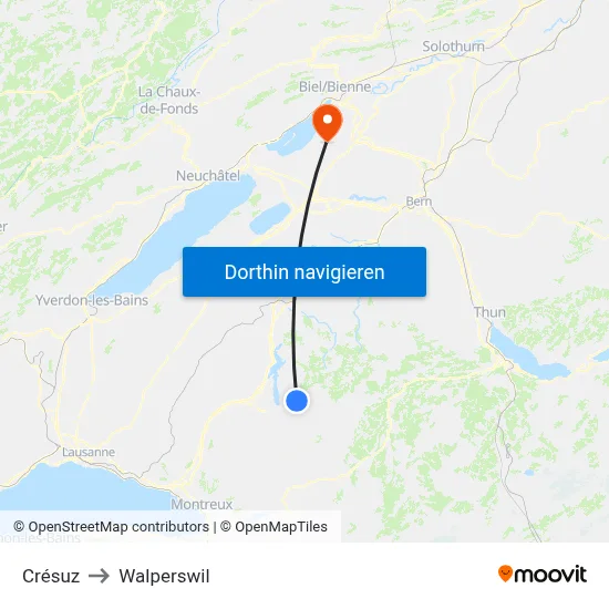 Crésuz to Walperswil map
