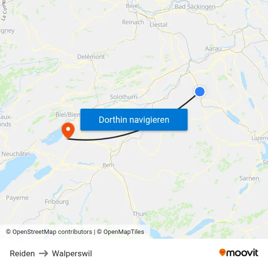 Reiden to Walperswil map
