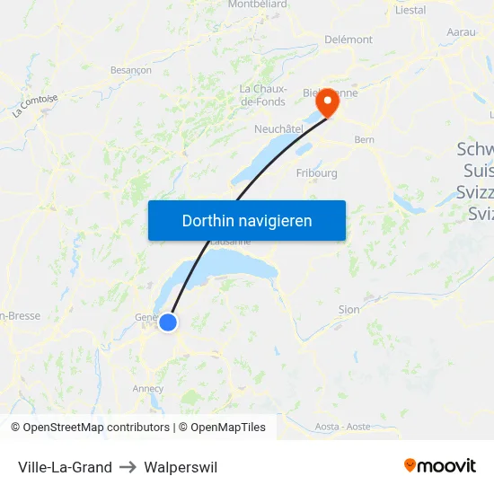 Ville-La-Grand to Walperswil map