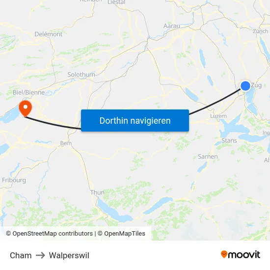 Cham to Walperswil map