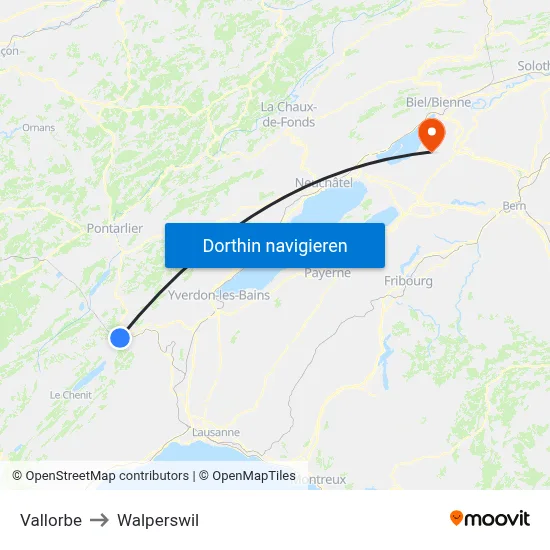 Vallorbe to Walperswil map